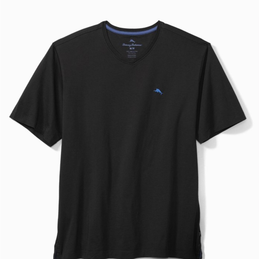 Tommy Bahama New Bali Skyline Black 2XLT / 2TGL V-Neck Men's Shirt NWT